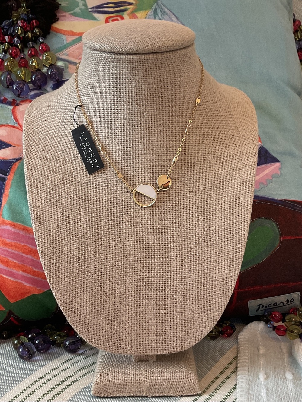 Laundry By Shelli Segal Gold and White Two-Tone Circle Necklace